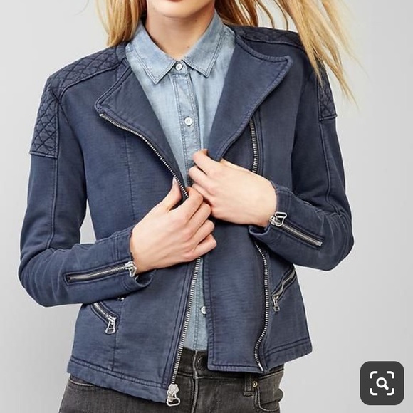 GAP Quilted Knit Moto Jacket - Picture 1 of 4